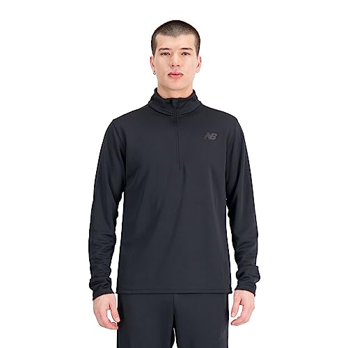 New Balance Men's Tenacity Knit Training Quarter Zip, Black, X